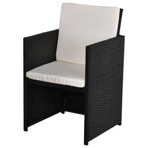 Rattan Dining Set, 11 PC-Black TapClickBuy