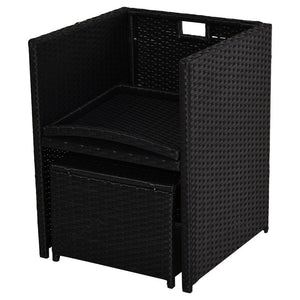 Rattan Dining Set, 11 PC-Black TapClickBuy