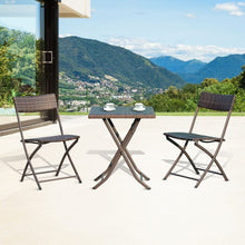 Load image into Gallery viewer, Rattan Garden Bistro Set Coffee 2 Wicker Weave Folding Chairs &amp; 1 Square Table TapClickBuy