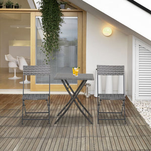 Rattan Garden Bistro Set Coffee 2 Wicker Weave Folding Chairs & 1 Square Table TapClickBuy