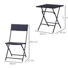 Load image into Gallery viewer, Rattan Garden Bistro Set Coffee 2 Wicker Weave Folding Chairs &amp; 1 Square Table TapClickBuy