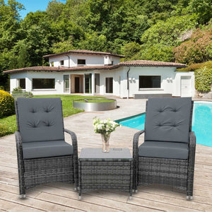 Rattan Garden Furniture 3 PCs Sofa Chair Table Bistro Set Wicker Weave TapClickBuy