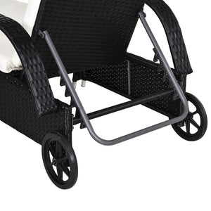 Rattan Garden Lounger  Black Wicker Sun Lounger Chair Rattan Furniture Set of 2pcs TapClickBuy