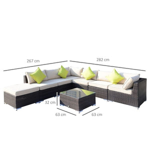 Rattan Garden Sofa Set, 8 Pcs-Brown TapClickBuy