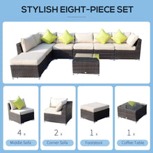 Load image into Gallery viewer, Rattan Garden Sofa Set, 8 Pcs-Brown TapClickBuy