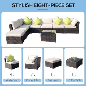 Rattan Garden Sofa Set, 8 Pcs-Brown TapClickBuy