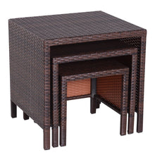 Load image into Gallery viewer, Rattan Nesting Table Set Three Piece Stacking Coffee Side Garden Outdoor TapClickBuy