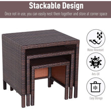 Load image into Gallery viewer, Rattan Nesting Table Set Three Piece Stacking Coffee Side Garden Outdoor TapClickBuy