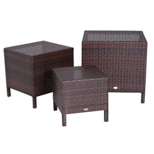 Load image into Gallery viewer, Rattan Nesting Table Set Three Piece Stacking Coffee Side Garden Outdoor TapClickBuy