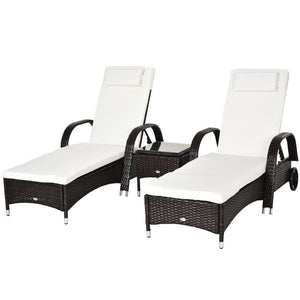 Rattan Recliner Lounger Set-Brown TapClickBuy