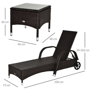 Rattan Recliner Lounger Set-Brown TapClickBuy