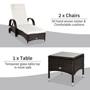 Rattan Recliner Lounger Set-Brown TapClickBuy
