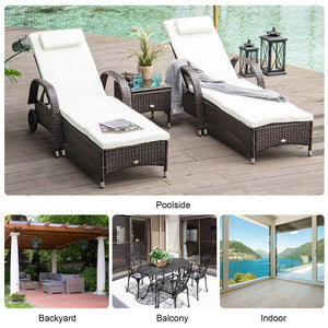 Rattan Recliner Lounger Set-Brown TapClickBuy