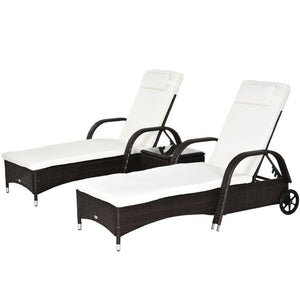 Rattan Recliner Lounger Set-Brown TapClickBuy