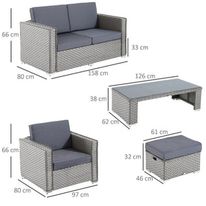 Rattan Set, 6 PC-Grey TapClickBuy