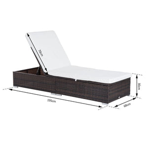 Rattan Sun Lounger Brown with Cushion � TapClickBuy