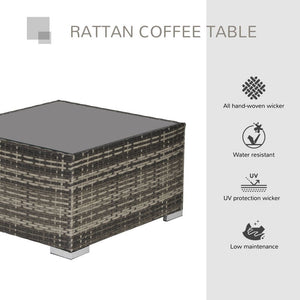 Rattan Wicker Patio Coffee Table Ready to Use Outdoor Furniture Suitable for Garden Backyard Deep Grey TapClickBuy