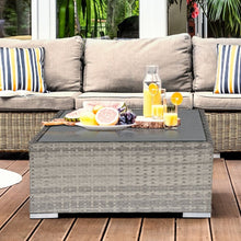 Load image into Gallery viewer, Rattan Wicker Patio Coffee Table Ready to Use Outdoor Furniture Suitable for Garden Backyard Grey TapClickBuy