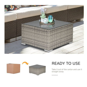 Rattan Wicker Patio Coffee Table Ready to Use Outdoor Furniture Suitable for Garden Backyard Grey TapClickBuy