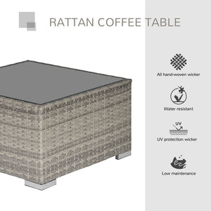 Rattan Wicker Patio Coffee Table Ready to Use Outdoor Furniture Suitable for Garden Backyard Grey TapClickBuy
