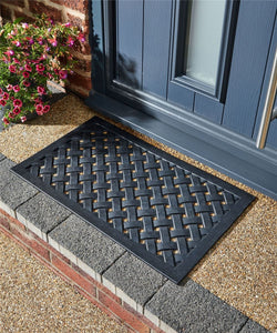 Reddish Iron-Effect Doormat Rubber Lattice Design Waterproof Non-Sli Black TapClickBuy