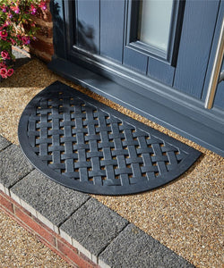 Reddish Iron-Effect Doormat Rubber Lattice Design Waterproof Non-Sli Black TapClickBuy