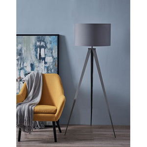 Romanza Tripod Standing Floor Lamp & Shade, Modern Lighting, Grey TapClickBuy