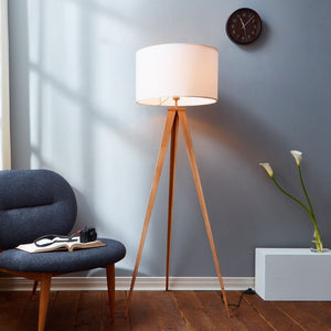Romanza Tripod Standing Floor Lamp & Shade, Modern Lighting, White TapClickBuy