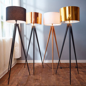 Romanza Tripod Standing Floor Lamp & Shade, Modern Lighting, White TapClickBuy