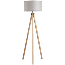 Load image into Gallery viewer, Rubber Wood Tripod Floor Lamp Grey TapClickBuy