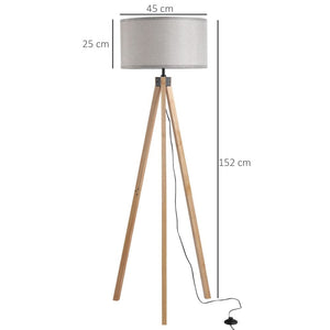Rubber Wood Tripod Floor Lamp Grey TapClickBuy
