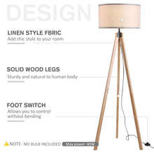 Load image into Gallery viewer, Rubber Wood Tripod Floor Lamp Grey TapClickBuy