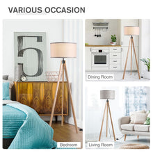 Load image into Gallery viewer, Rubber Wood Tripod Floor Lamp Grey TapClickBuy