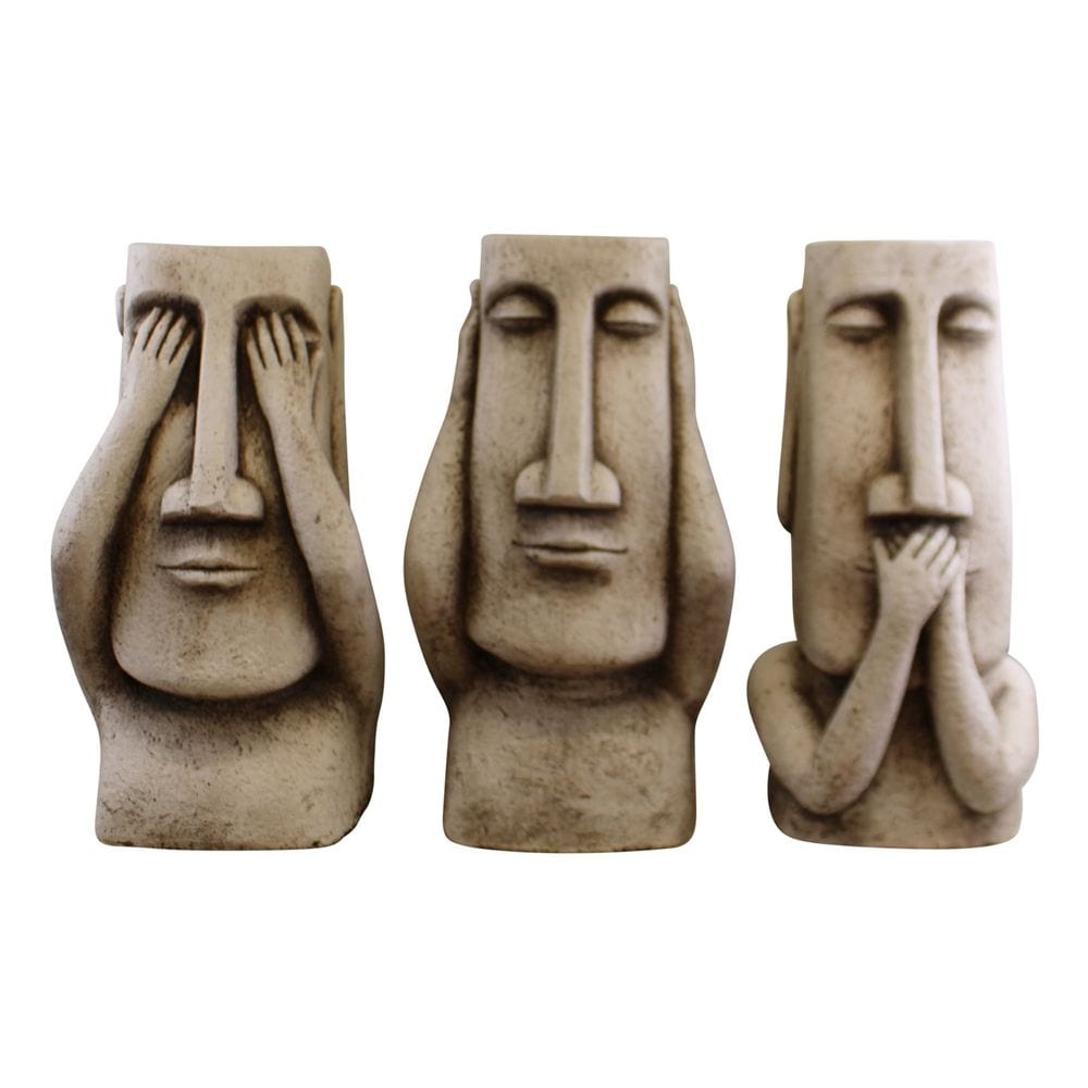 Set Of 3 Stone Effect Resurrection Island Giant Ornament Planters TapClickBuy