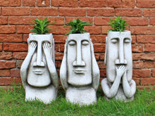 Load image into Gallery viewer, Set Of 3 Stone Effect Resurrection Island Giant Ornament Planters TapClickBuy