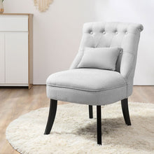 Load image into Gallery viewer, Solid Rubber Wood Tufted Single Sofa Chair w/ Pillow Grey TapClickBuy