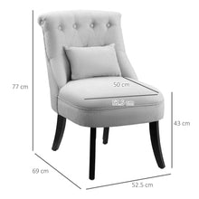 Load image into Gallery viewer, Solid Rubber Wood Tufted Single Sofa Chair w/ Pillow Grey TapClickBuy
