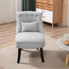 Load image into Gallery viewer, Solid Rubber Wood Tufted Single Sofa Chair w/ Pillow Grey TapClickBuy