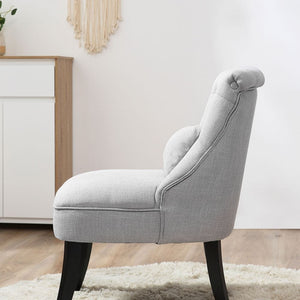 Solid Rubber Wood Tufted Single Sofa Chair w/ Pillow Grey TapClickBuy