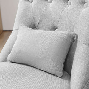 Solid Rubber Wood Tufted Single Sofa Chair w/ Pillow Grey TapClickBuy