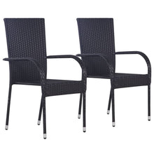 Load image into Gallery viewer, Stackable Outdoor Chairs 2 pcs Poly Rattan Black TapClickBuy