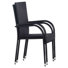 Load image into Gallery viewer, Stackable Outdoor Chairs 2 pcs Poly Rattan Black TapClickBuy