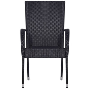 Stackable Outdoor Chairs 2 pcs Poly Rattan Black TapClickBuy