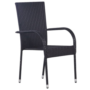 Stackable Outdoor Chairs 2 pcs Poly Rattan Black TapClickBuy