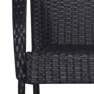 Stackable Outdoor Chairs 2 pcs Poly Rattan Black TapClickBuy
