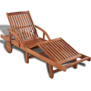 Sun Lounger Solid Acacia Wood TapClickBuy