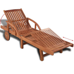 Sun Lounger Solid Acacia Wood TapClickBuy