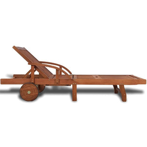 Sun Lounger Solid Acacia Wood TapClickBuy