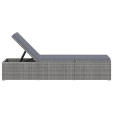Load image into Gallery viewer, Sun Lounger with Dark Grey Cushion Poly Rattan Grey TapClickBuy