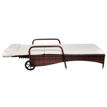 Load image into Gallery viewer, Sun Lounger with Wheels Poly Rattan Brown TapClickBuy